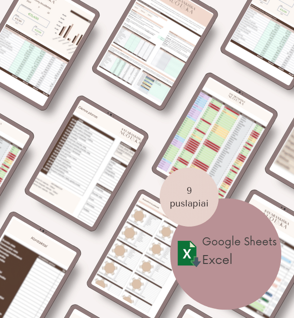 Vestuviu biudzeto planuote Excel
